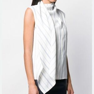 Joseph Birley Rayon White Red Stripe Designer Top Size 38